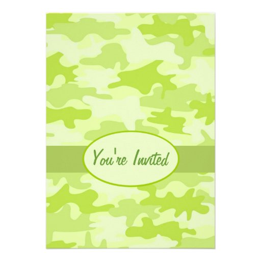 Lime Green Camo Camouflage Party Event Personalized Announcements