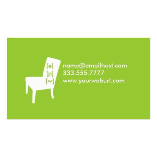 Lime Green Chair Business Card (back side)