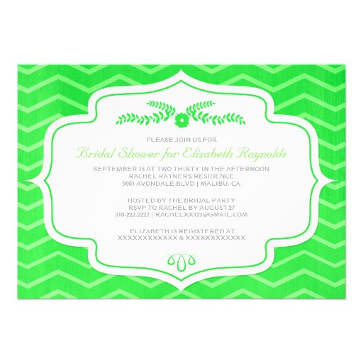Lime Green Chevron Bridal Shower Invitations