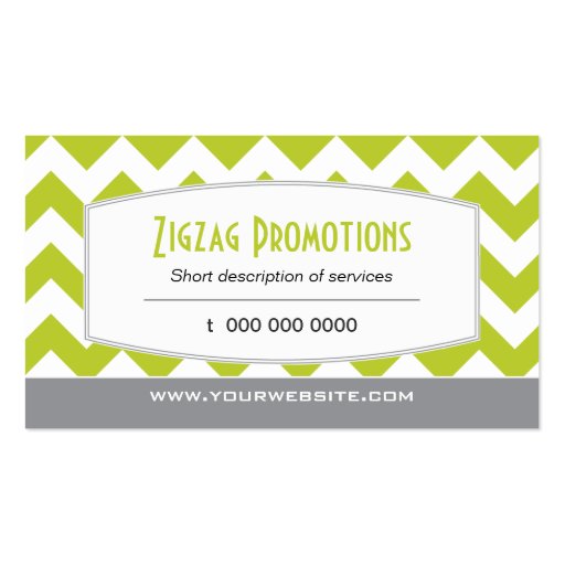Lime Green Chevron Business Card (front side)