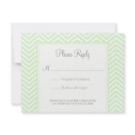 Lime Green Chevron Print Wedding Response Card Invite