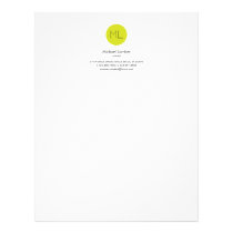 Lime Green Circle Monogram Top Letterhead
