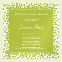 Lime Green Confetti Dinner Party Invitation invitations