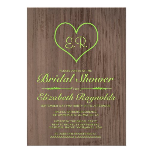 Lime Green Country Bridal Shower Invitations