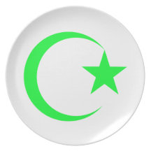 Lime Green Crescent & Star.png Party Plate