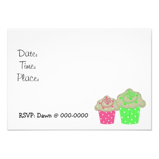 Lime Green Cupcake Birthday Party Invitation