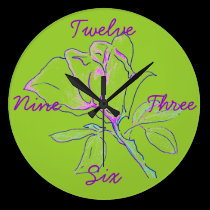 Lime Green Cursive Clock wall clocks