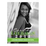 Lime Green Custom Photo Graduation Announcement Post Cards