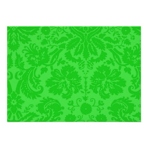 Lime Green Damask Bridal Shower Invitations