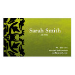 lime green damask business card