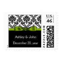 lime green damask wedding postage