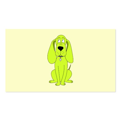 Lime Green Dog. Cute Hound Cartoon. Business Cards (back side)