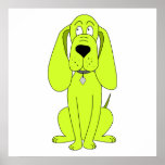Lime Green Dog. Cute Hound Cartoon. Poster
