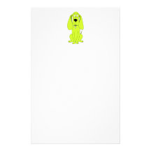 Lime Green Dog. Cute Hound Cartoon. Stationery Design