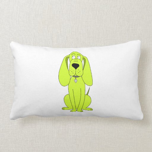 Lime Green Dog. Cute Hound Cartoon. Throw Pillow
