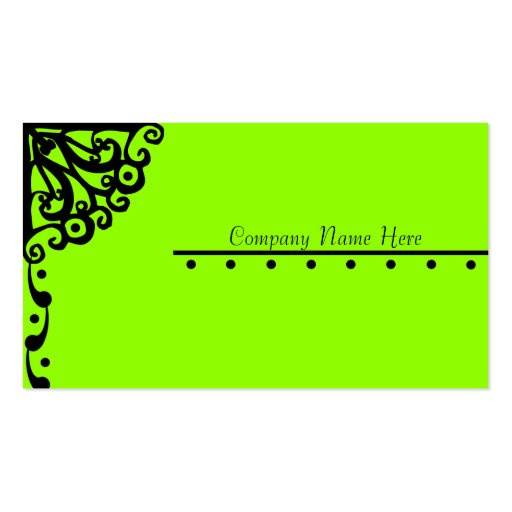 Lime Green Fancy Design Business Card (front side)