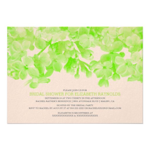 Lime Green Floral Bridal Shower Invitations