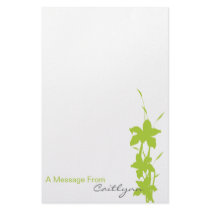 Lime Green Floral Note Paper stationery by sharpattack Lime Green Floral Note Paper stationery