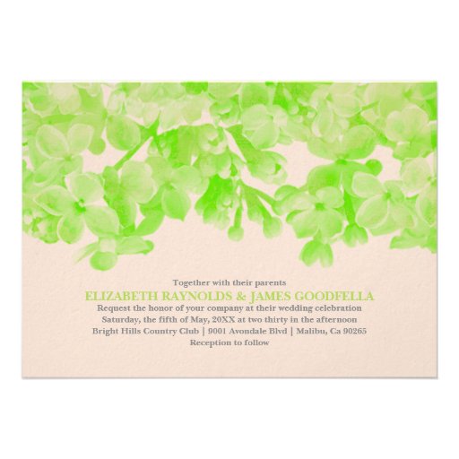 Lime Green Floral Wedding Invitations