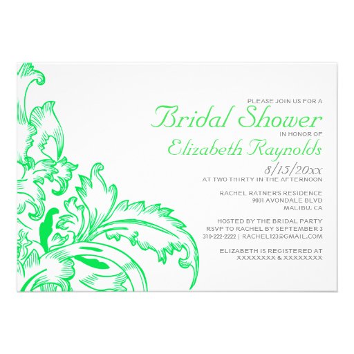 Lime Green Flourish Bridal Shower Invitations