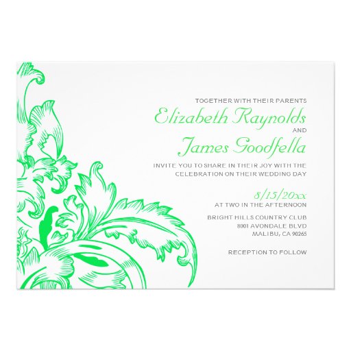 Lime Green Flourish Wedding Invitations