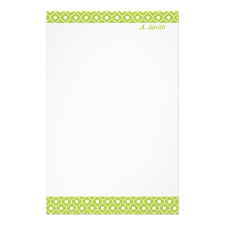 Lime Green Flower Argyle Pattern Stationery