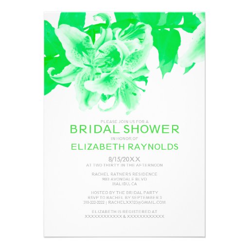 Lime Green Flower Bridal Shower Invitations
