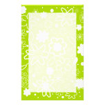 Lime green flower pattern note paper stationery design