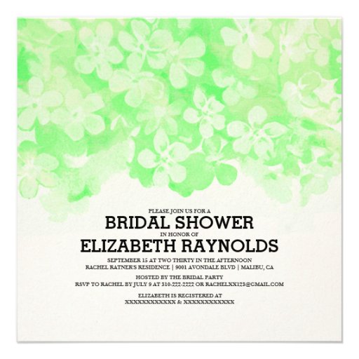 Lime Green Flowers Bridal Shower Invitations