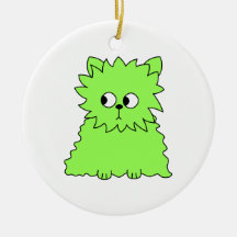 Lime Green Fluffy Cat. Ornament
