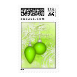 Lime Green Frosted Flourishes Winter Postage Stamp