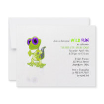 Lime Green Gecko Birthday Invitation