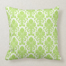 Lime Green Girly Damask Pillow