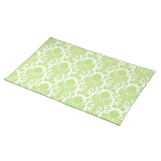 Lime Green Girly Damask Placemats