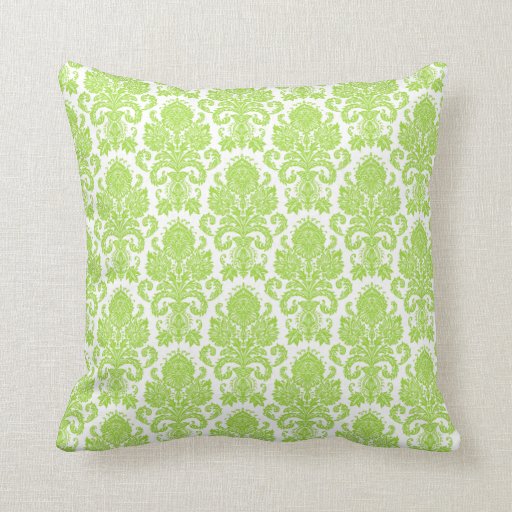 Lime Green Girly Damask Throw Pillow Zazzle