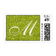 Lime Green Glitter  Custom Monogram Stamps