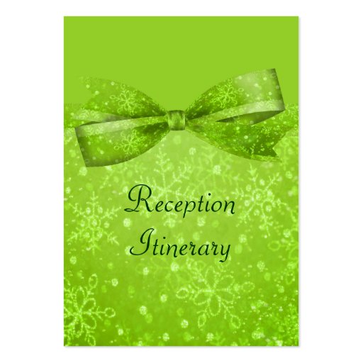Lime Green & Glitter Shimmer Snowflakes Business Card (front side)