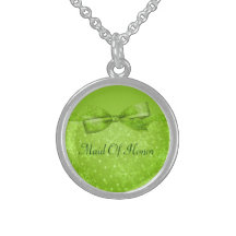 Lime Green & Glitter Shimmer Snowflakes Personalized Necklace