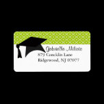 Lime Green Graduation Cap Label labels