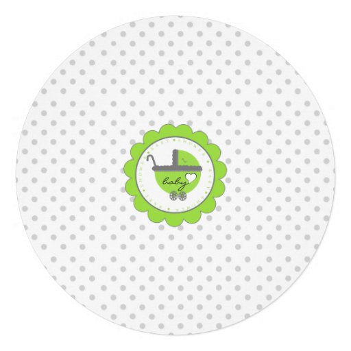 Lime Green & Grey Polka Dots-Baby Shower Personalized Invitations
