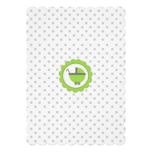 Lime Green & Grey Polka Dots-Baby Shower Custom Invite