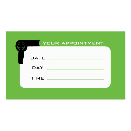 Lime Green Hair Stylist Appointment Biz Card Business Cards (back side)
