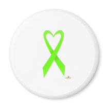 Lime Green Heart Shaped Awareness Ribbon magnets by awareness Lime Green Heart Shaped Awareness Ribbon magnets