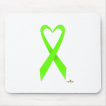 Lime Green Heart Shaped Awareness Ribbon mousepads by awareness Lime Green Heart Shaped Awareness Ribbon mousepads