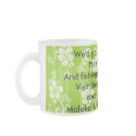 Lime Green HibiscusFlower Print Frosted Glass Mug