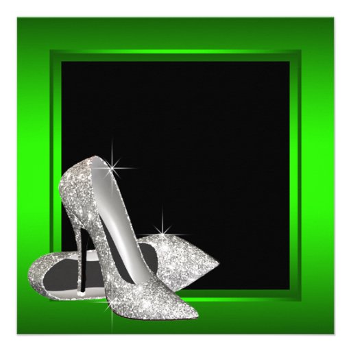 Lime Green High Heels Womans Birthday Party Custom Announcements