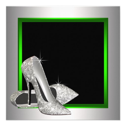 Lime Green High Heels Womans Birthday Party Custom Announcements