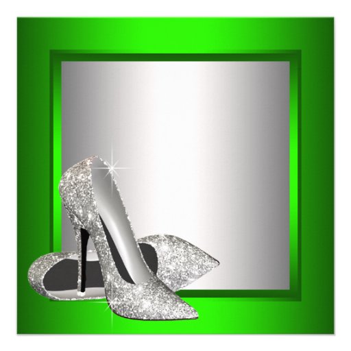 Lime Green High Heels Womans Birthday Party Custom Invites
