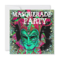 Lime Green Hot Pink Sparkle Mask Masquerade Party invitation