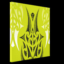 Lime / Green Maori design with feathers canvas prints